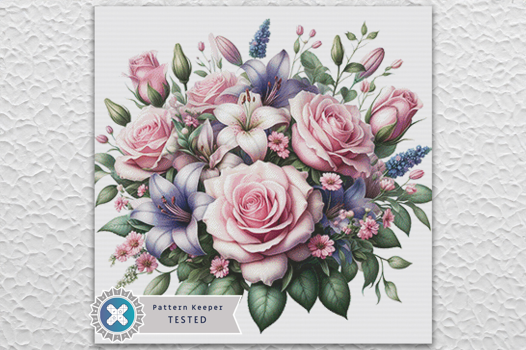 Pink Roses Cross Stitch Pattern PDF