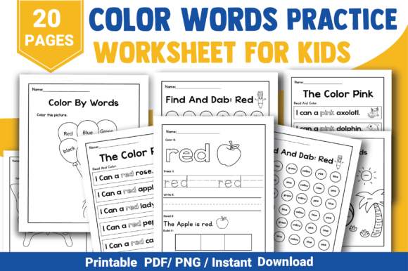 Reading Color Word Practice Workbook