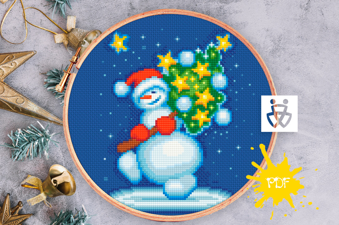 Snowman with Christmas Tree Pattern PDF
