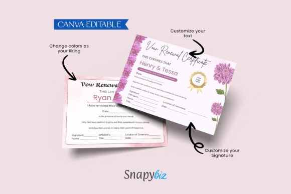 Vow Renewal Certificate Canva Template