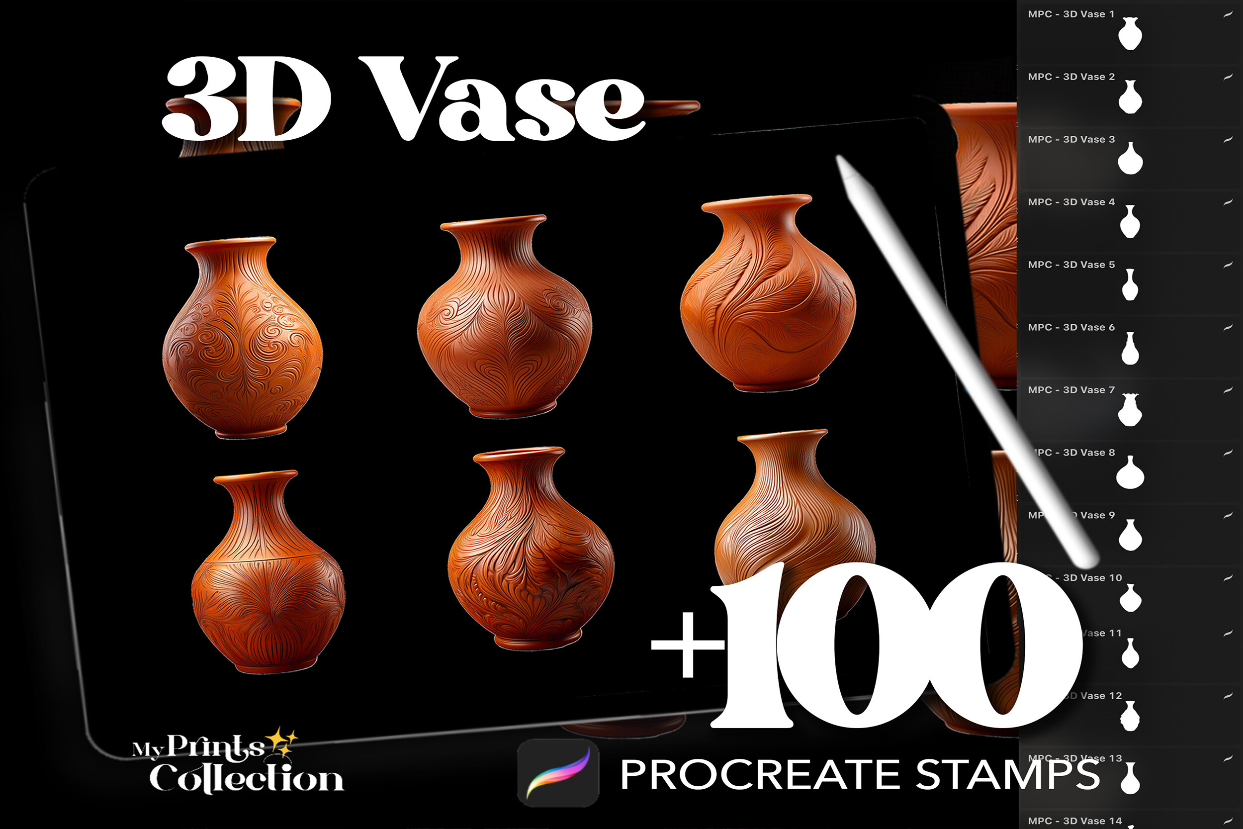 100+ Procreate 3D Vase Stamps Graphic by myprintscollection · Creative ...