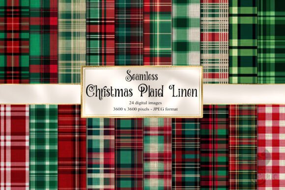 Christmas Plaid Linen Digital Paper