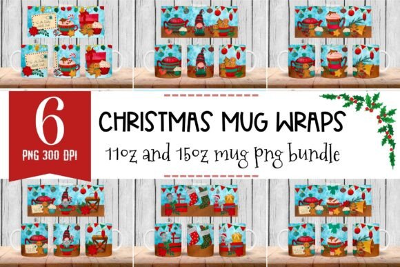 Cute Christmas Mug Wraps For Sublimation Graphics