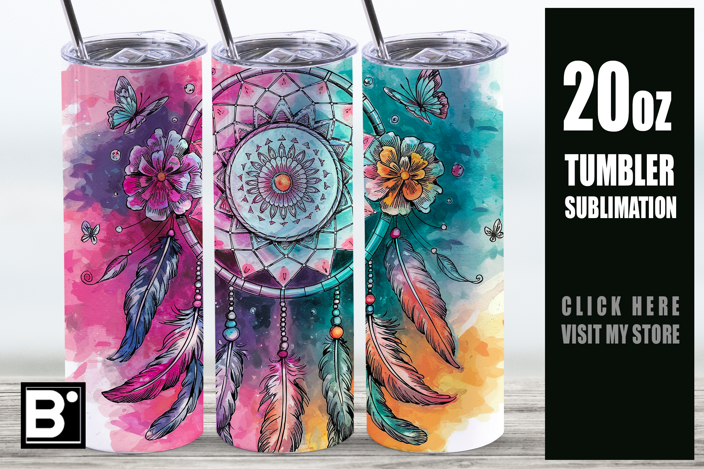 Dreamcatcher Tumbler 20oz Wrap PNG Graphic by Bliss Wraps · Creative ...
