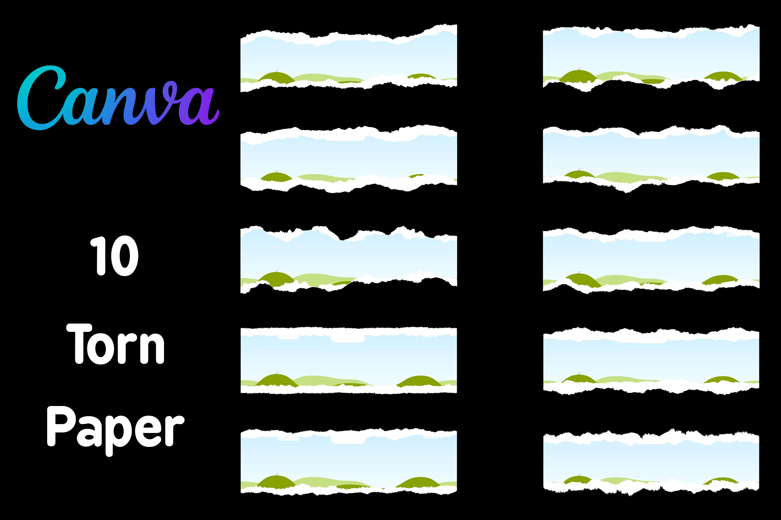 Torn Paper Frame Canva Template Editable