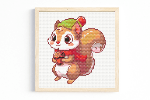 Autumn Squirrel Cross Stitch Pattern