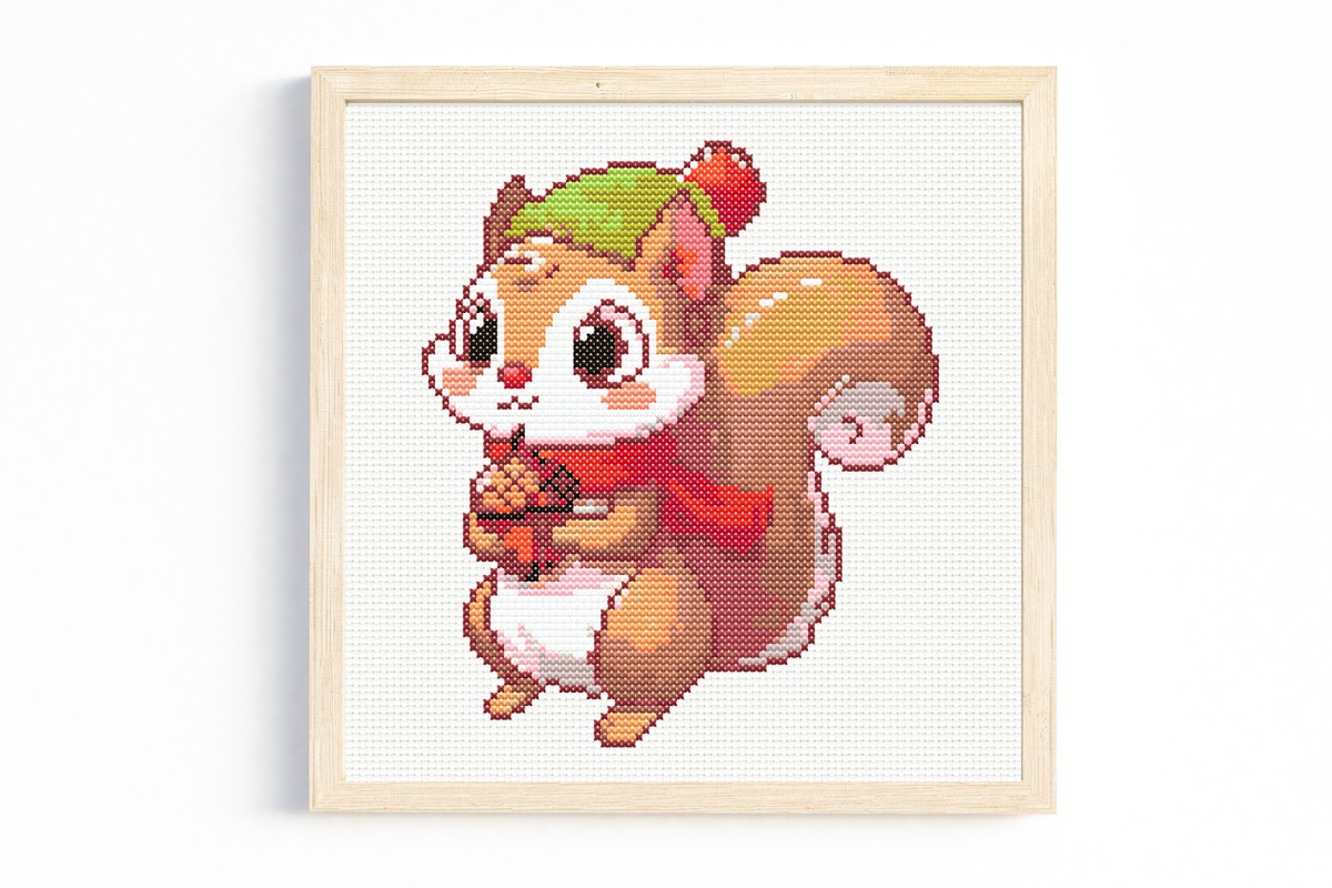 Autumn Squirrel Cross Stitch Pattern