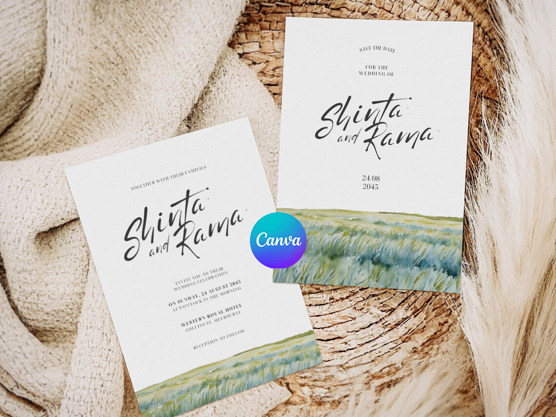 Canva Landscape Wedding Card Template