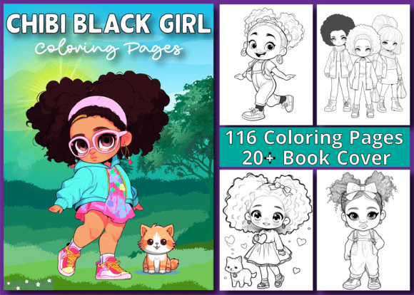 Chibi Black Girls Coloring Book Pages