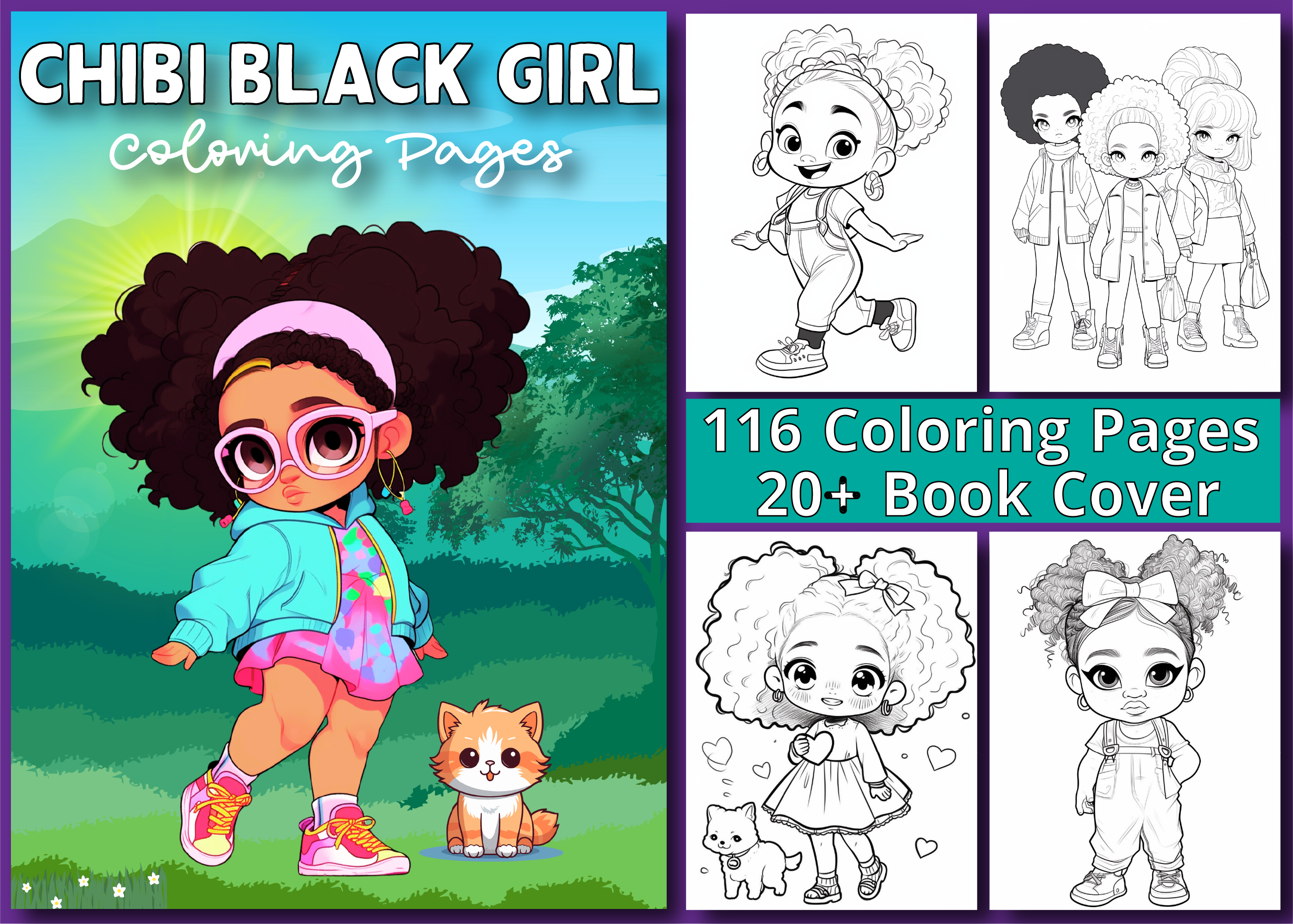 Chibi Black Girls Coloring Book Pages