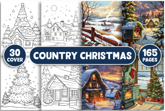 Country Christmas Coloring Book Pages