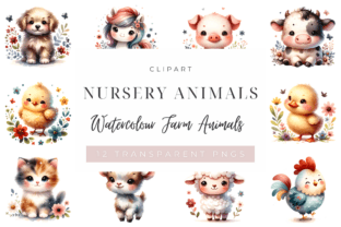 Cute Nursery Farm Animals Clipart Pack Graphic by Crafts Etc Art ...