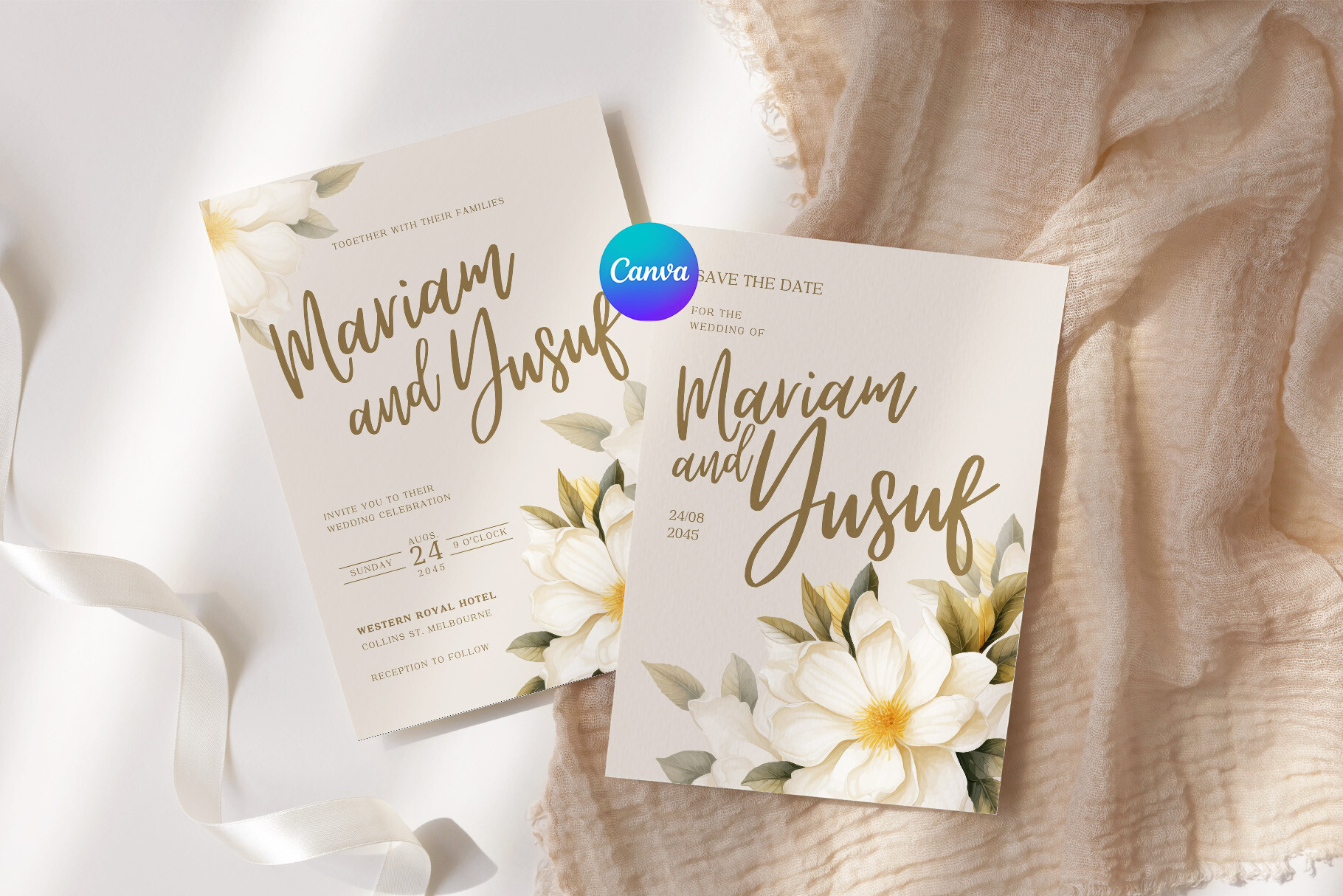 Floral Wedding Invitation Card Canva