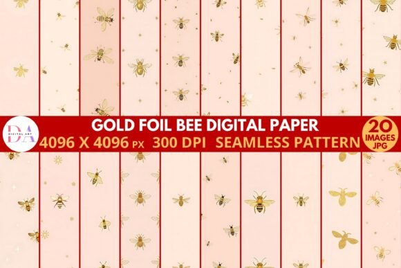 Dogs Footprint and Bee Digital Paper Bundle Bundle · Creative Fabrica