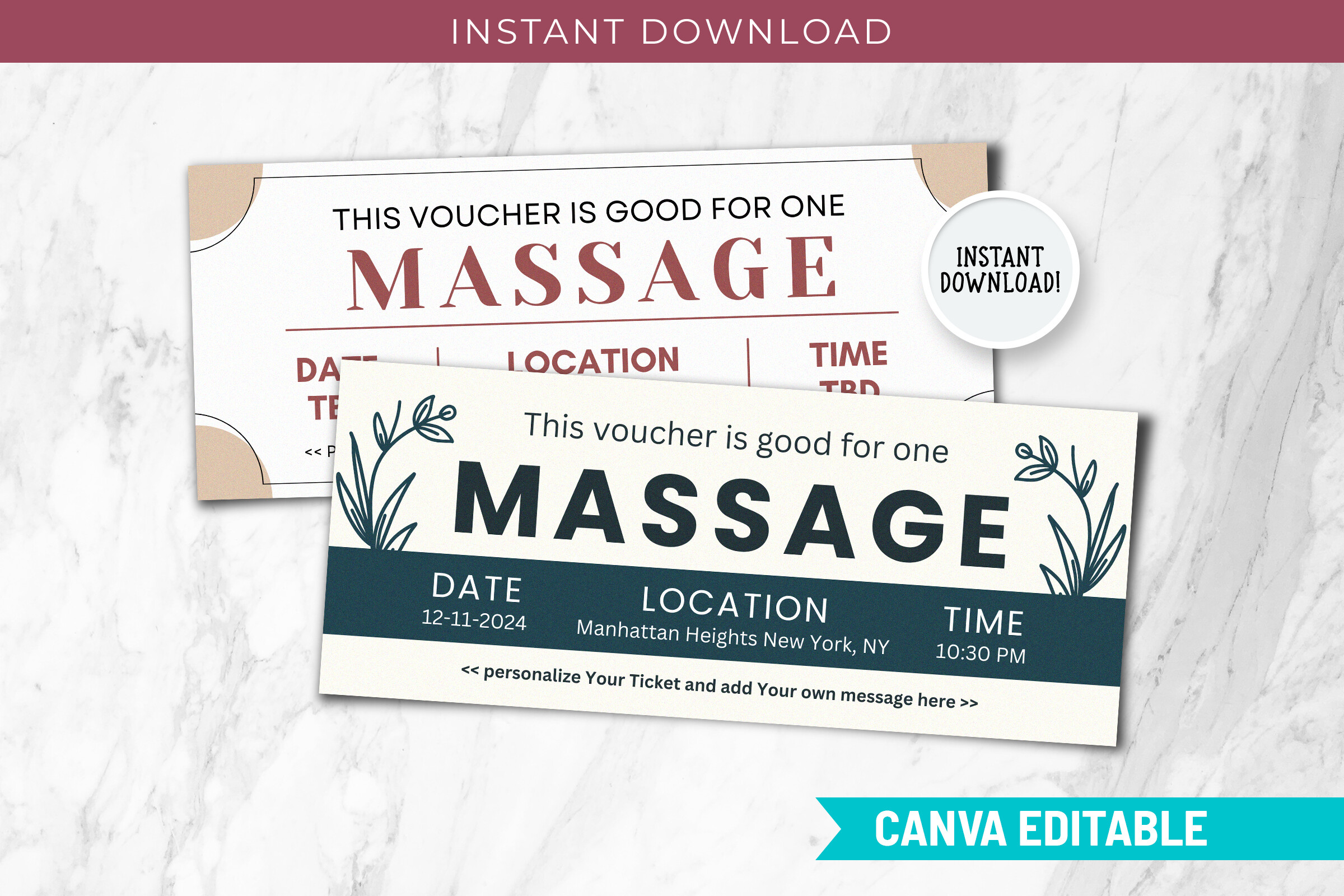 Massage Gift Certificate Canva Template