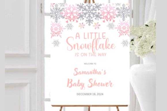 Snowflake Baby Shower Welcome Sign