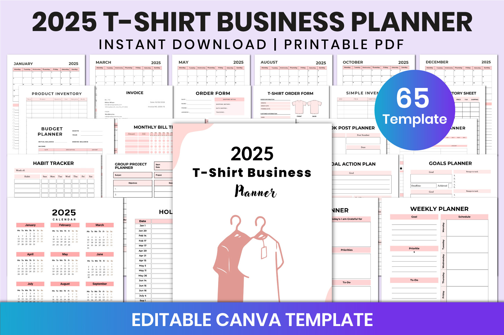 2025 T-Shirt Business Planner for Canva