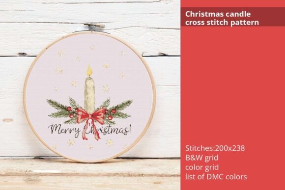 Christmas Candle Cross Stitch Pattern