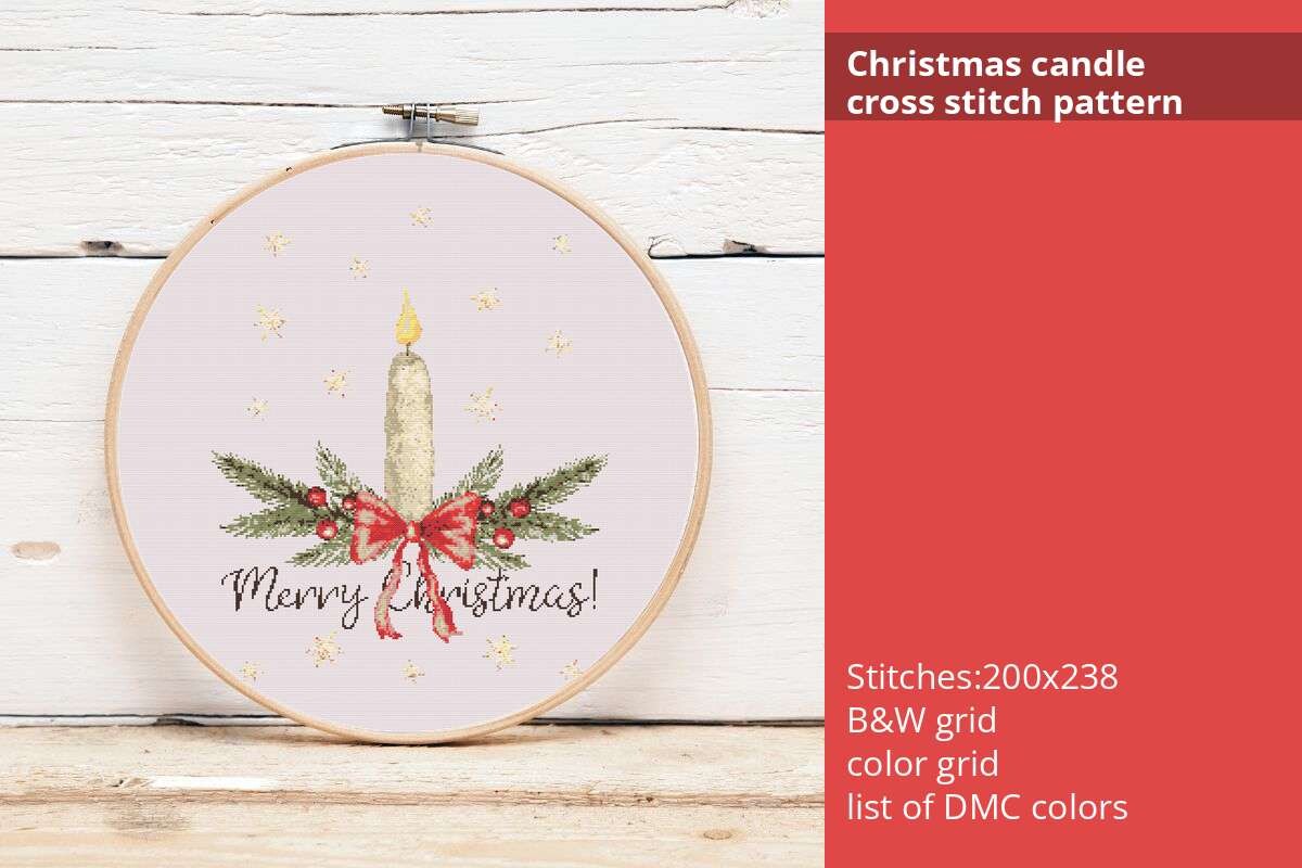 Christmas Candle Cross Stitch Pattern