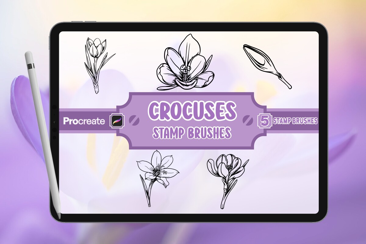 Crocuses Brush Stamp Set for Procreate Graphic by vect studio ...