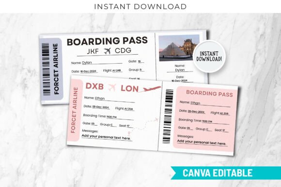 Emirates Airlines Ticket Canva Templates