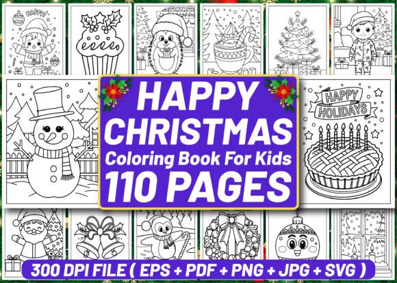 Happy Christmas Coloring Pages for Kids
