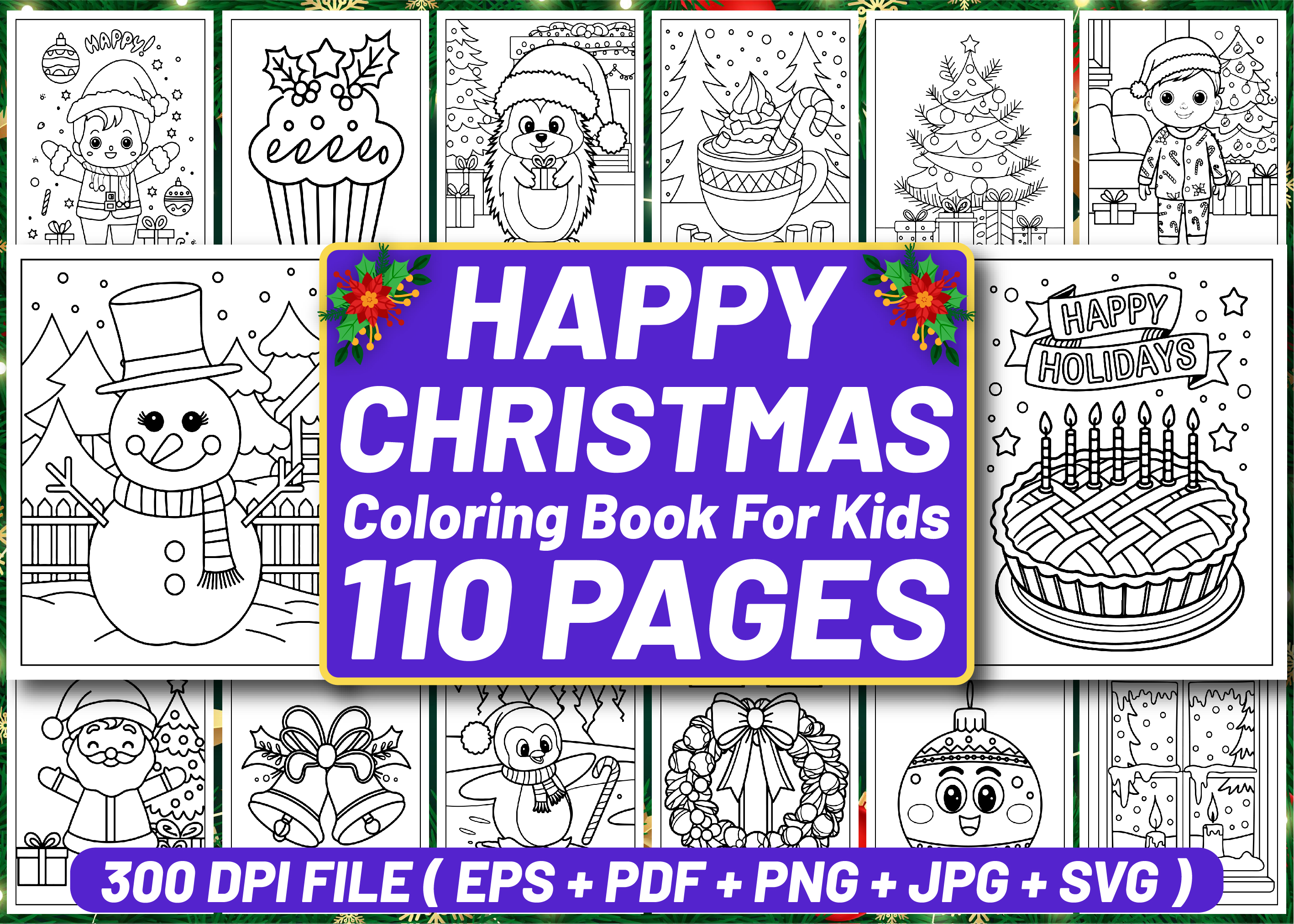 Happy Christmas Coloring Pages for Kids
