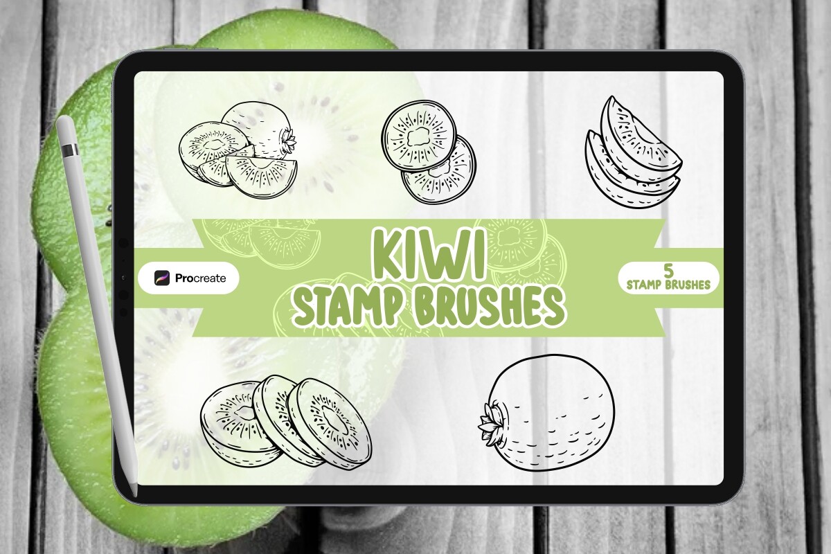 Kiwi Brush Stamp Set for Procreate Graphic by vect studio · Creative ...