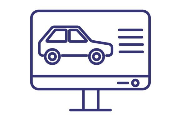 Online Car Online Line Icon. Vehicle on