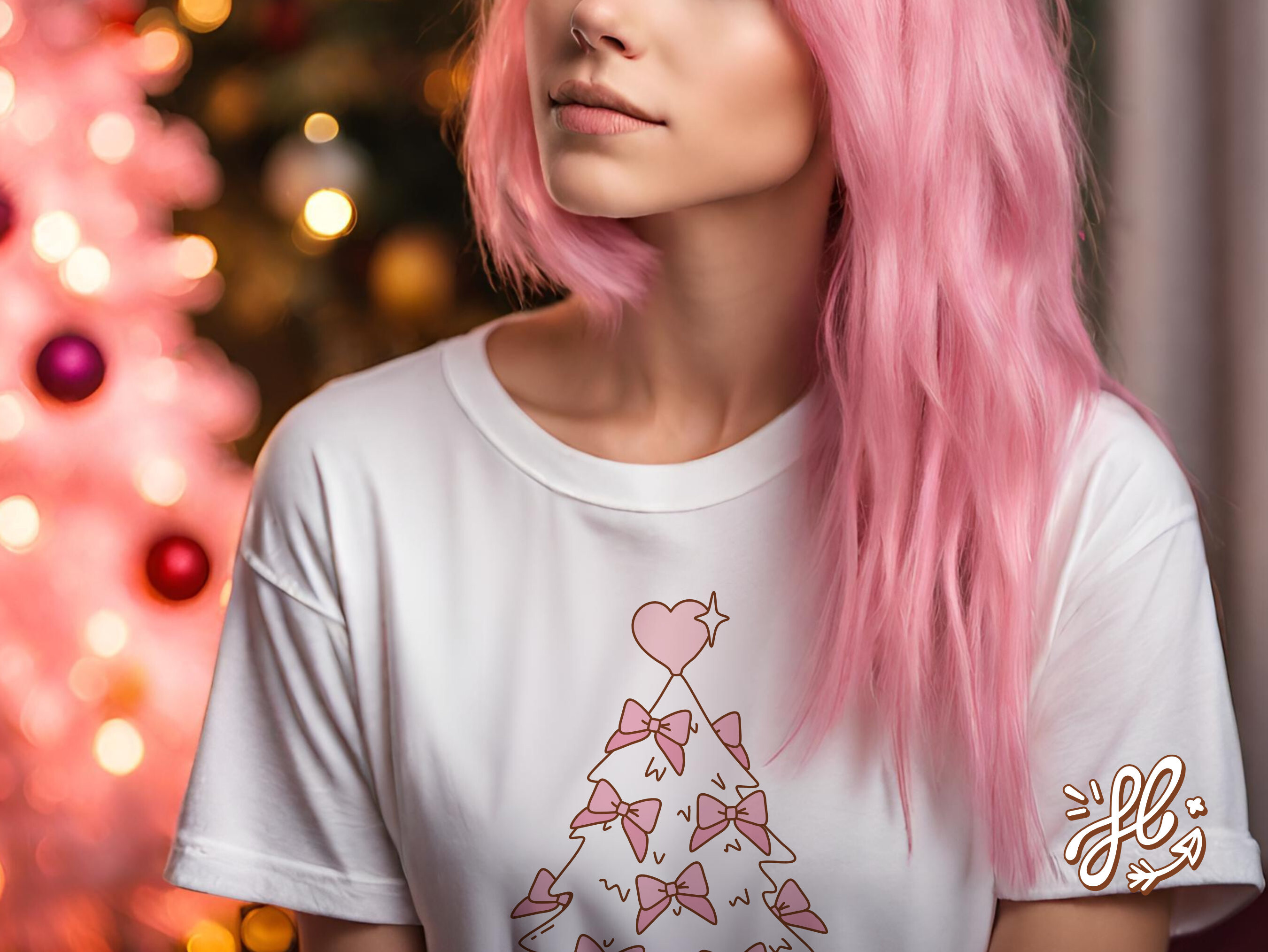 Pink Coquette Christmas Trees Bundle SVG - photo 2