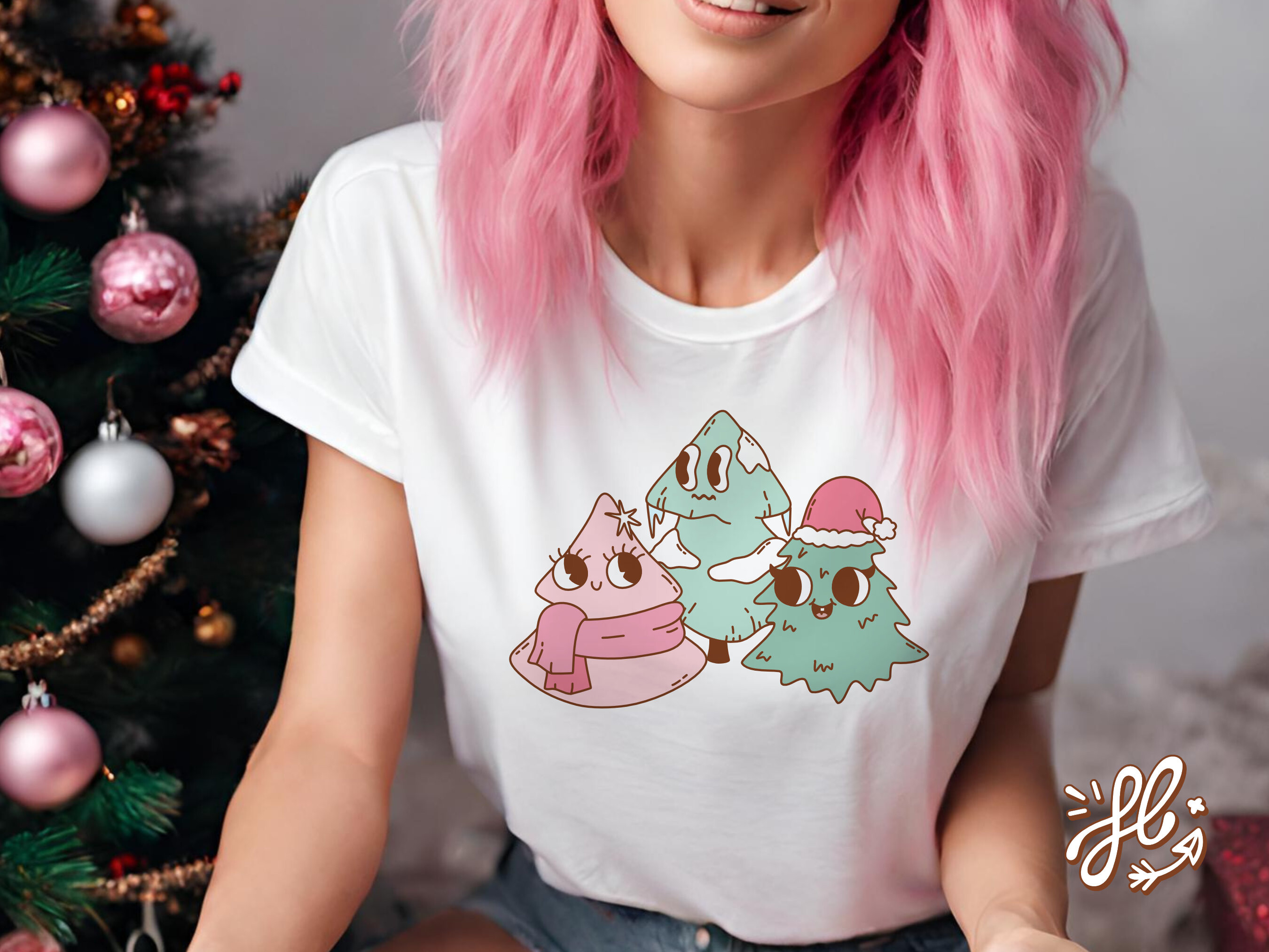 Pink Coquette Christmas Trees Bundle SVG - photo 3
