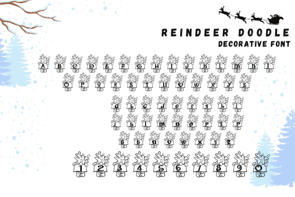 Reindeer Doodle Font PNG with transparent background - Preview 1