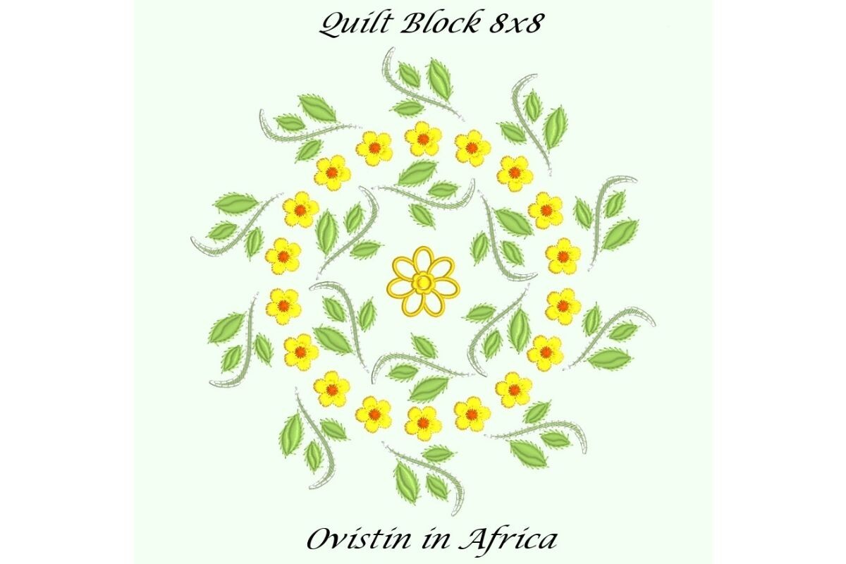Twerls Set Quilt Block and Flowers with Leaves
