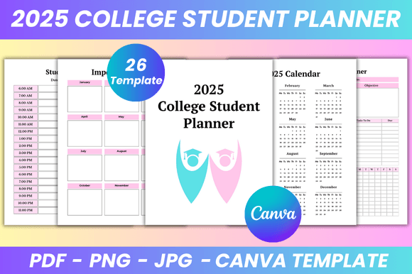 2025 College Student Planner Canva Kdp - Digital