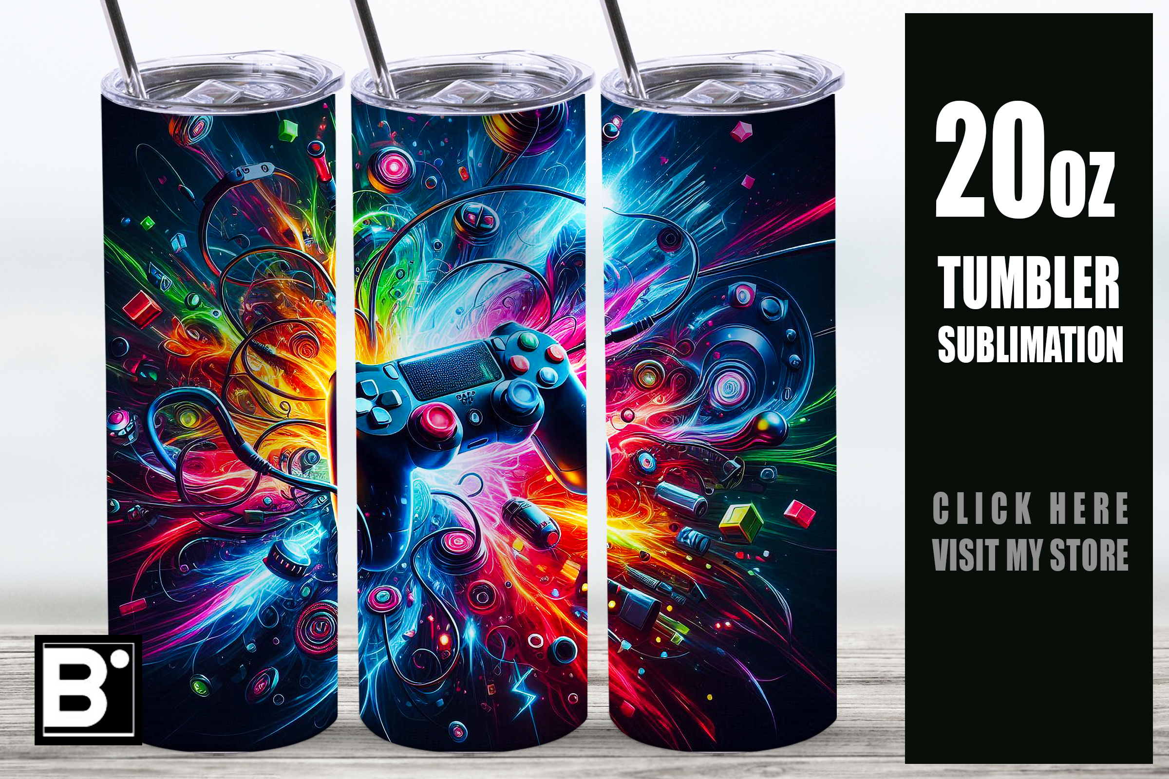 Colorful Gamer 3D Tumbler Wrap PNG Graphic by Bliss Wraps · Creative ...