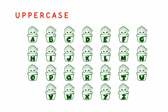 Cute Cactus Font PNG with transparent background - Preview 1