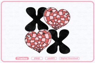Groovy Valentine's Day XOXO Hearts PNG Graphic by Yvaine · Creative Fabrica
