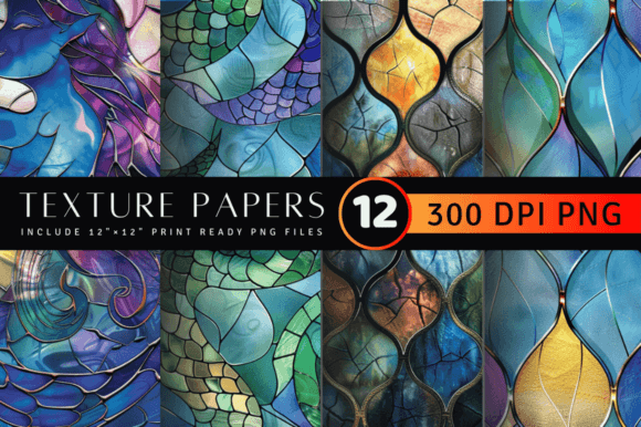 Mermaid Stained Glass Texture Digital Pa