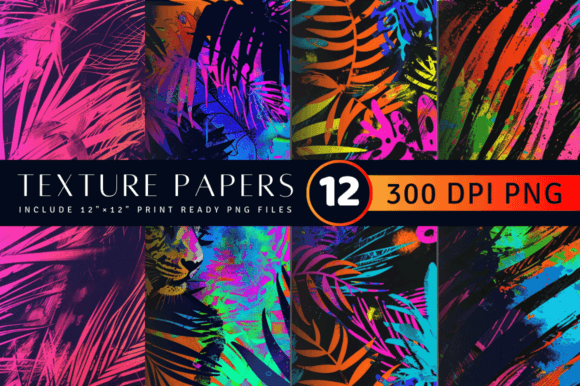 Neon Safari Texture Digital Paper