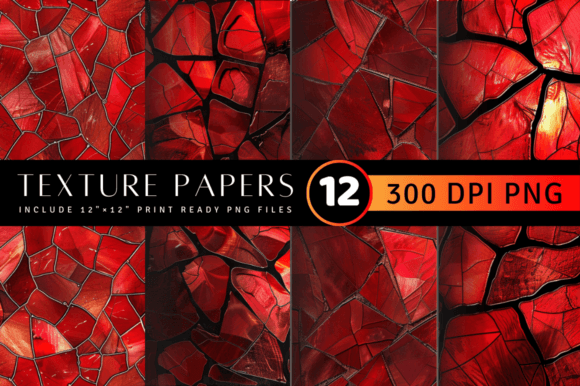 Red Stained Glass Texture Digital Paper