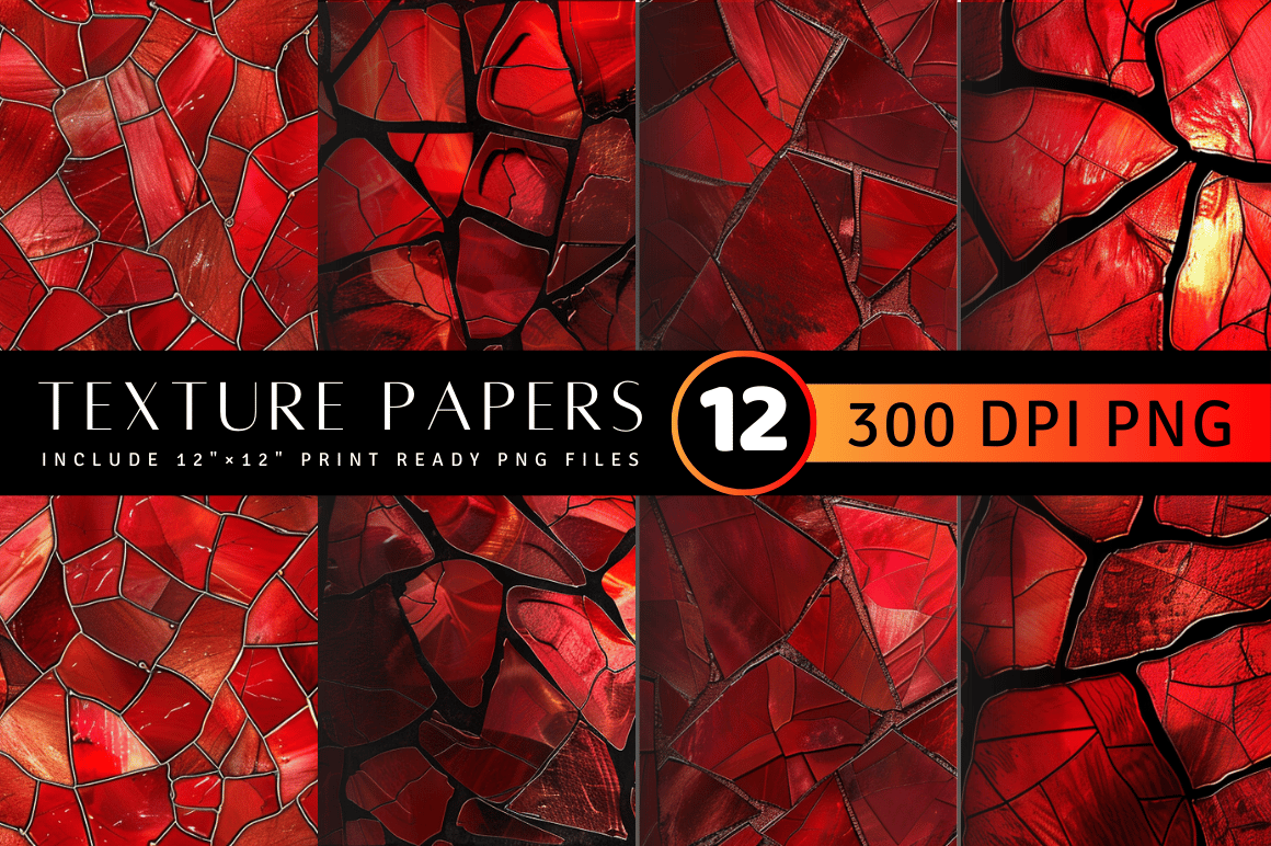 Red Stained Glass Texture Digital Paper