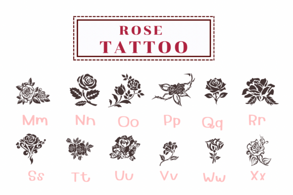 Rose Tattoo Font PNG with transparent background - Preview 1