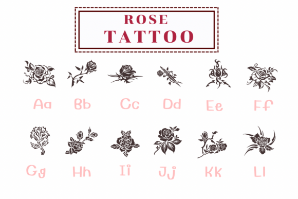 Rose Tattoo Font PNG with transparent background - Preview 2