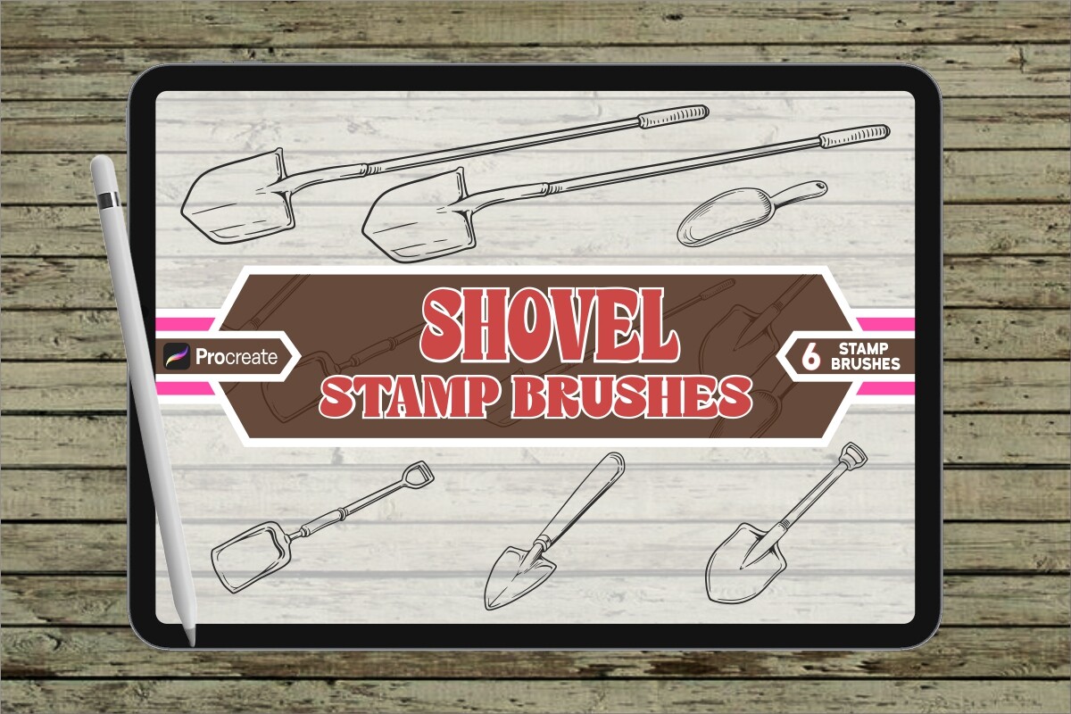 Shovel Brush Stamp Set for Procreate Graphic by vect studio · Creative ...