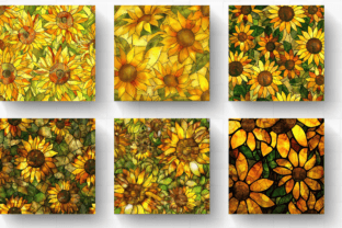 Sunflower Stained Glass Texture Digital Graphic by CraftyCakes ...