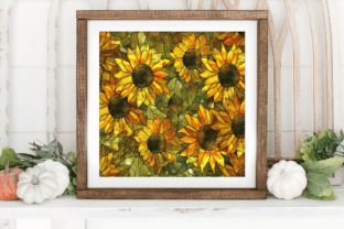Sunflower Stained Glass Texture Digital Graphic by CraftyCakes ...