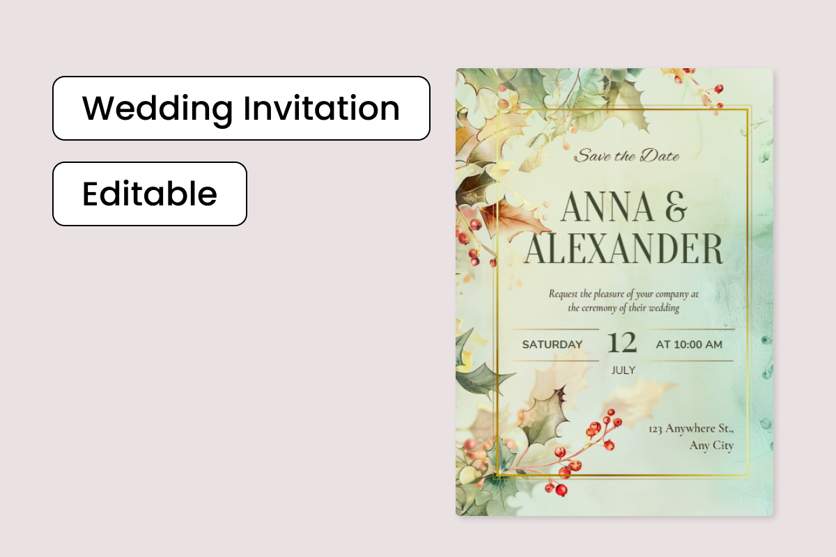 Watercolor Wedding Invitation Template