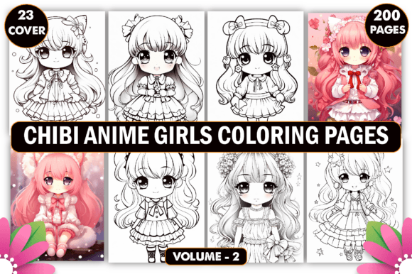 Chibi Anime Girls Coloring Page for Kids