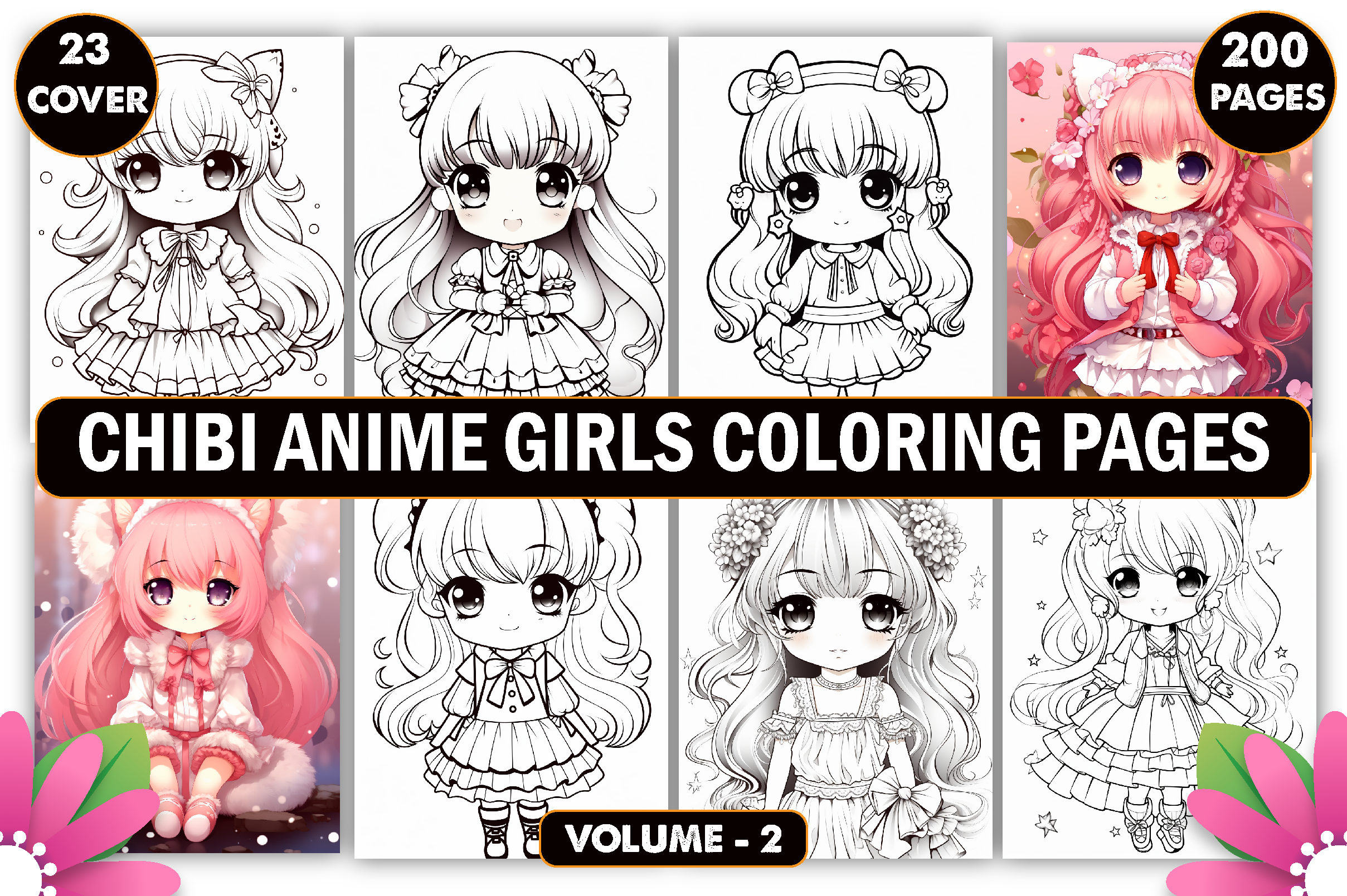 Chibi Anime Girls Coloring Page for Kids