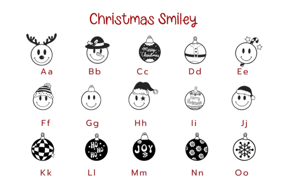 Christmas Smiley Font PNG with transparent background - Preview 1